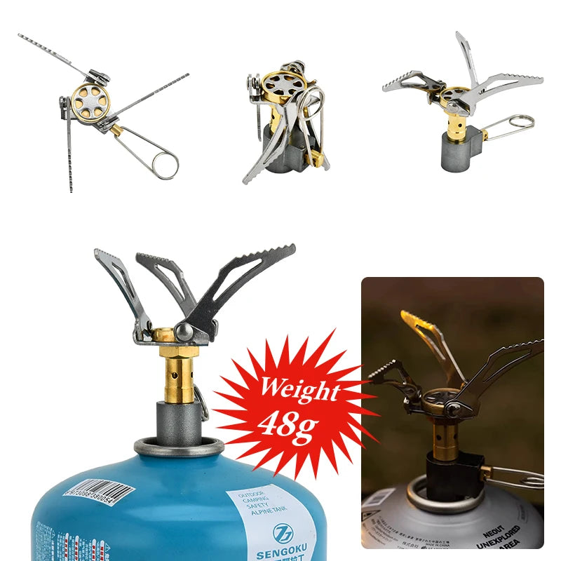 Pandatour Outdoor High Efficiency Ultralight Stove Fire Heater Camping Gas Burner Hiking Picnic sturdy Gas Burner Folding ignite