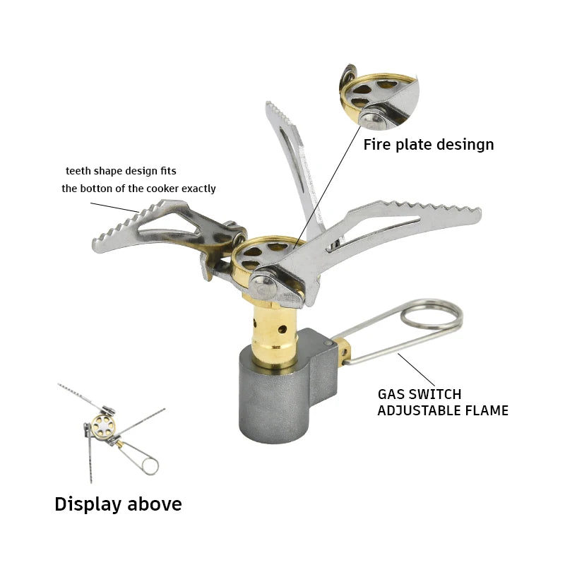 Pandatour Outdoor High Efficiency Ultralight Stove Fire Heater Camping Gas Burner Hiking Picnic sturdy Gas Burner Folding ignite