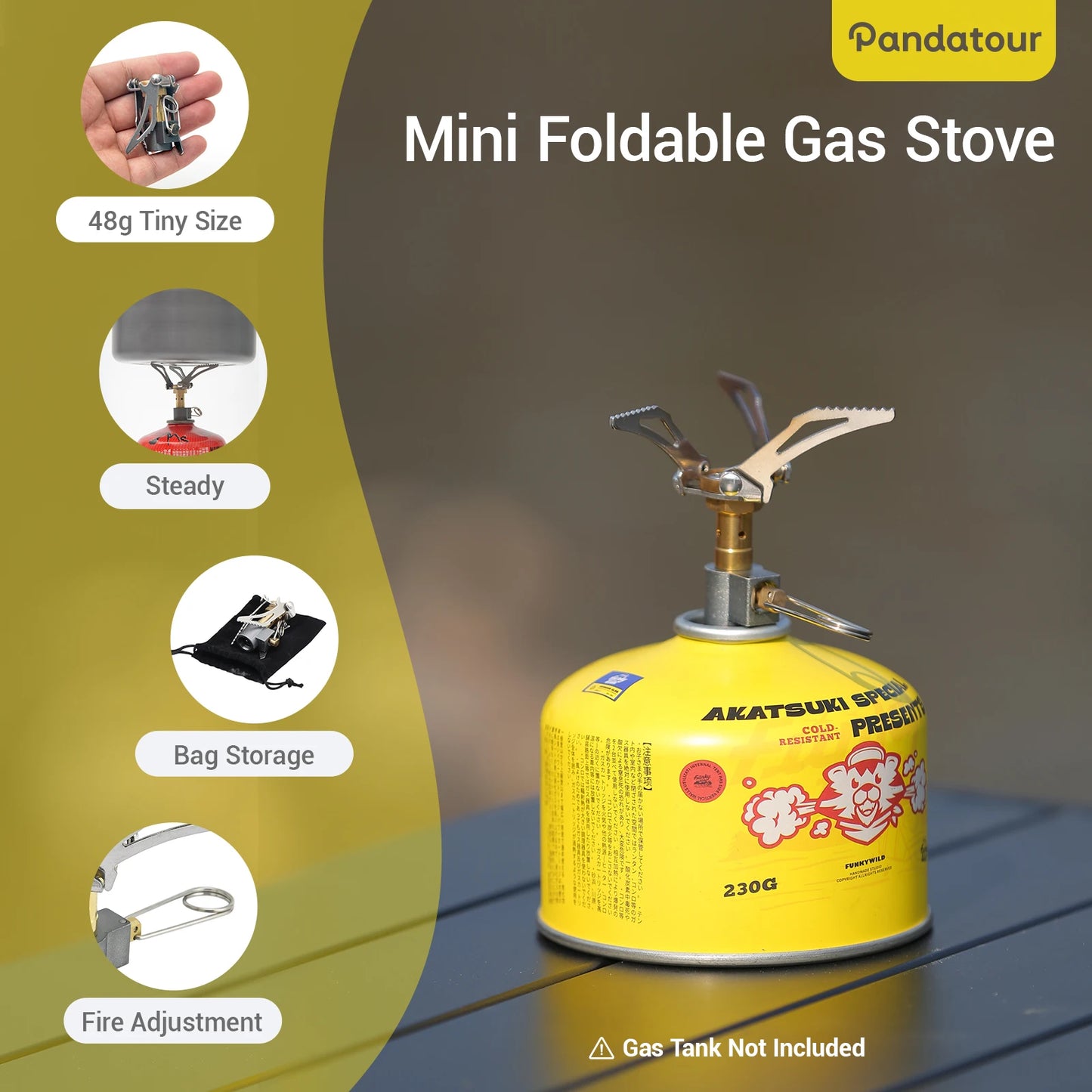 Pandatour Outdoor High Efficiency Ultralight Stove Fire Heater Camping Gas Burner Hiking Picnic sturdy Gas Burner Folding ignite