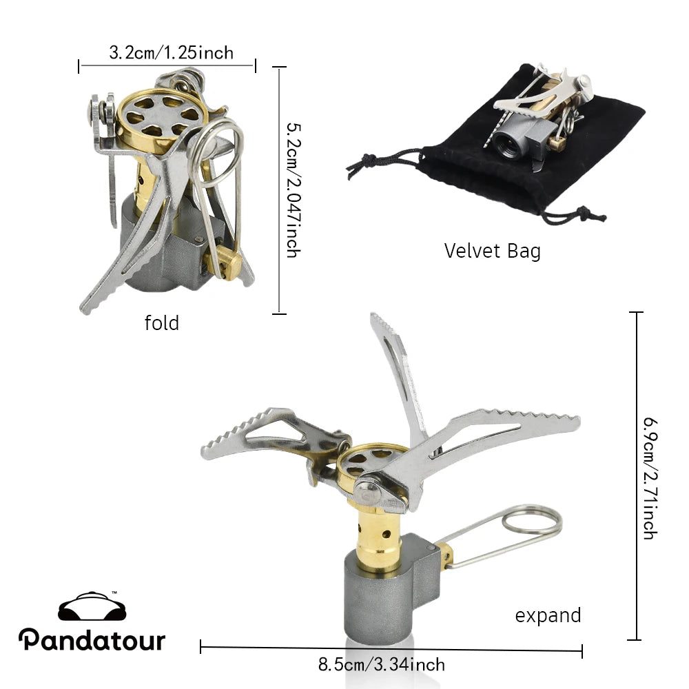 Pandatour Outdoor High Efficiency Ultralight Stove Fire Heater Camping Gas Burner Hiking Picnic sturdy Gas Burner Folding ignite