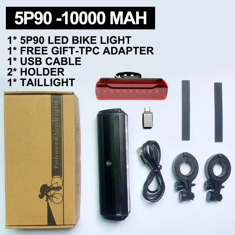 TouCloud Bicycle Light Front 10000mAh Bike Light Power Bank Waterproof Flashlight USB Charging MTB Road Cycling Lamp Accessories