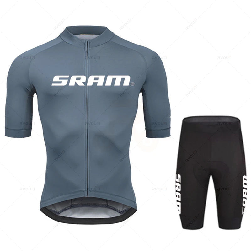 2023 Sram Cycling Jersey Sets Summer Short Sleeve Bicycle Breathable Men's MTB Bike Clothing Maillot Ropa Ciclismo Uniform Suit