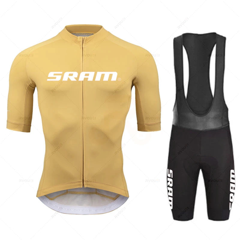 2023 Sram Cycling Jersey Sets Summer Short Sleeve Bicycle Breathable Men's MTB Bike Clothing Maillot Ropa Ciclismo Uniform Suit