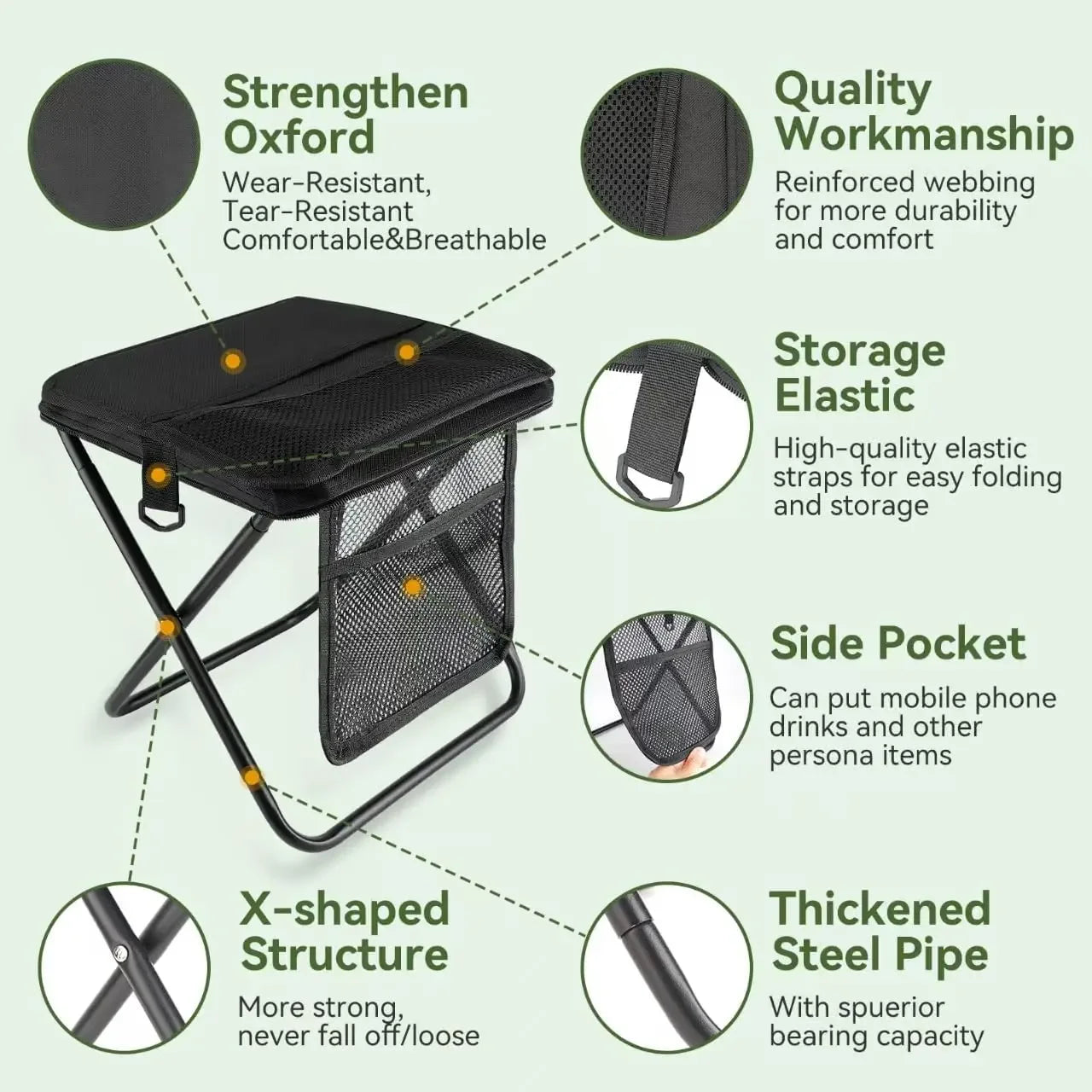Portable Folding Stool with Carry Bag Lightweight Collapsible Outdoor Chair for Travel BBQ Fishing Beach Picnic Camping Versatile and Comfortable Folding Lawn Chair