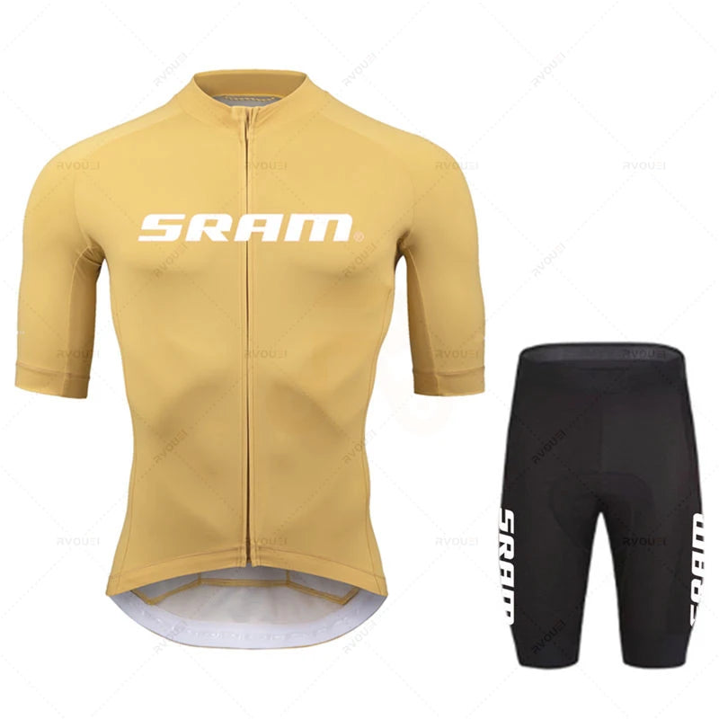 2023 Sram Cycling Jersey Sets Summer Short Sleeve Bicycle Breathable Men's MTB Bike Clothing Maillot Ropa Ciclismo Uniform Suit