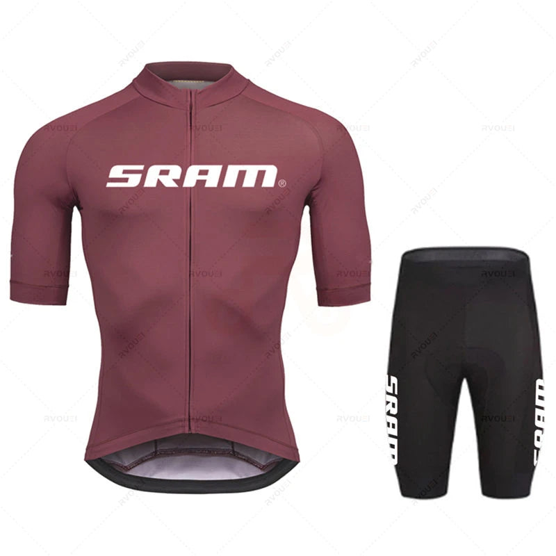 2023 Sram Cycling Jersey Sets Summer Short Sleeve Bicycle Breathable Men's MTB Bike Clothing Maillot Ropa Ciclismo Uniform Suit
