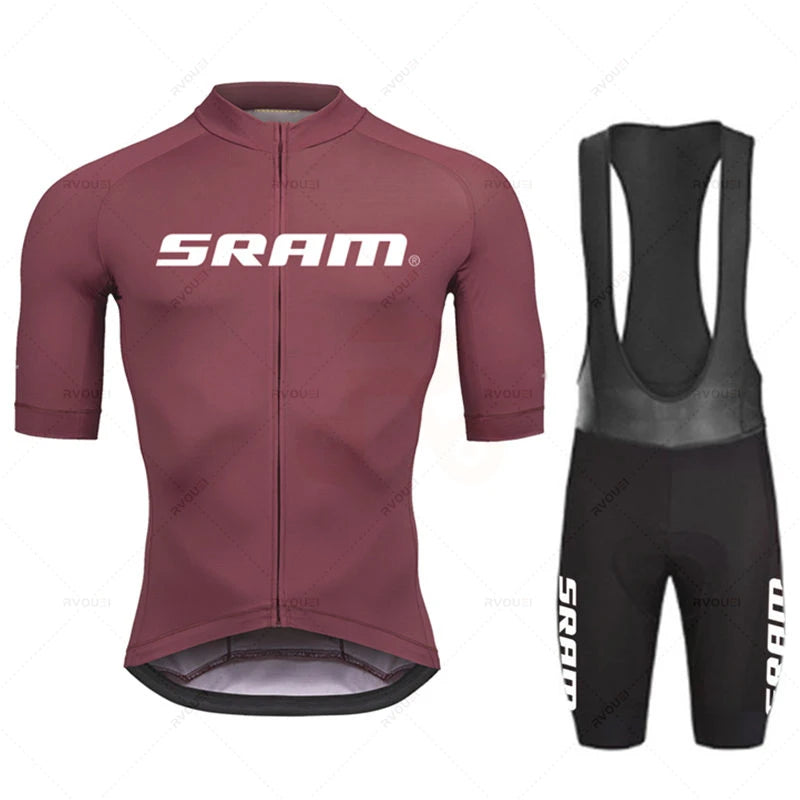 2023 Sram Cycling Jersey Sets Summer Short Sleeve Bicycle Breathable Men's MTB Bike Clothing Maillot Ropa Ciclismo Uniform Suit