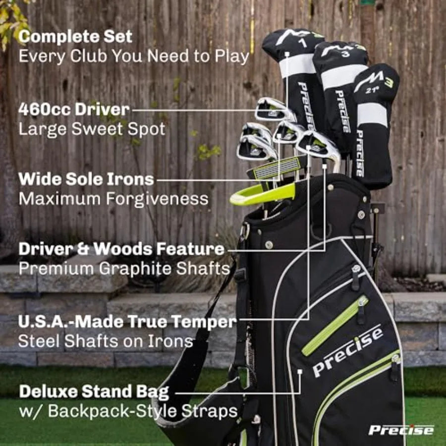 M3 Men's Right-Handed Complete Golf Club Set Package Includes: 460CC Driver, 3 Wood, 21 Hybrid, 6-9 Irons,Pitching Wedge, Putter