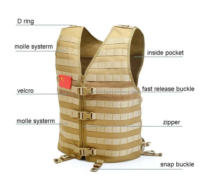 Tactical Molle Vest Army Swat Utility Airsoft Vests Outdoor Sports Waistcoat CS Fishing Hunting Security Guard Suit