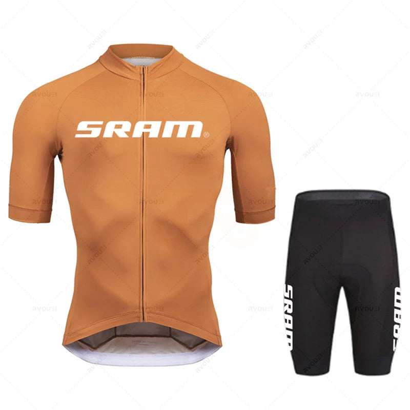 2023 Sram Cycling Jersey Sets Summer Short Sleeve Bicycle Breathable Men's MTB Bike Clothing Maillot Ropa Ciclismo Uniform Suit