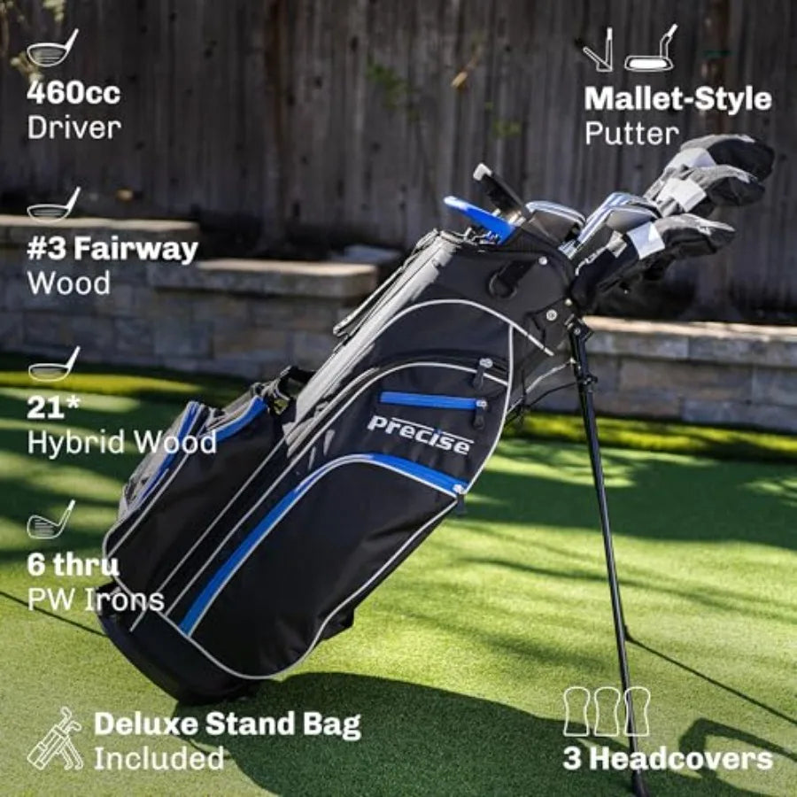 M3 Men's Right-Handed Complete Golf Club Set Package Includes: 460CC Driver, 3 Wood, 21 Hybrid, 6-9 Irons,Pitching Wedge, Putter