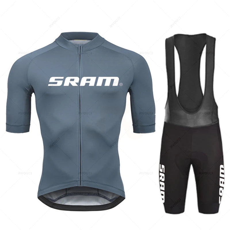2023 Sram Cycling Jersey Sets Summer Short Sleeve Bicycle Breathable Men's MTB Bike Clothing Maillot Ropa Ciclismo Uniform Suit