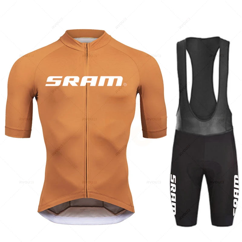 2023 Sram Cycling Jersey Sets Summer Short Sleeve Bicycle Breathable Men's MTB Bike Clothing Maillot Ropa Ciclismo Uniform Suit