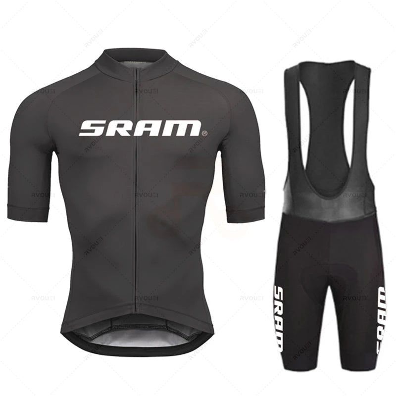 2023 Sram Cycling Jersey Sets Summer Short Sleeve Bicycle Breathable Men's MTB Bike Clothing Maillot Ropa Ciclismo Uniform Suit