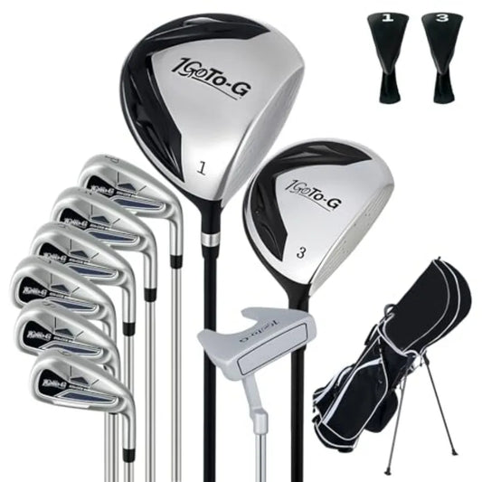 Golf Clubs Set for Men, Complete Mens Golf Clubs Full Set Right Handed Includes Stand Bag with Rain Hood, 1#Driver 3#Wood 5# 6#
